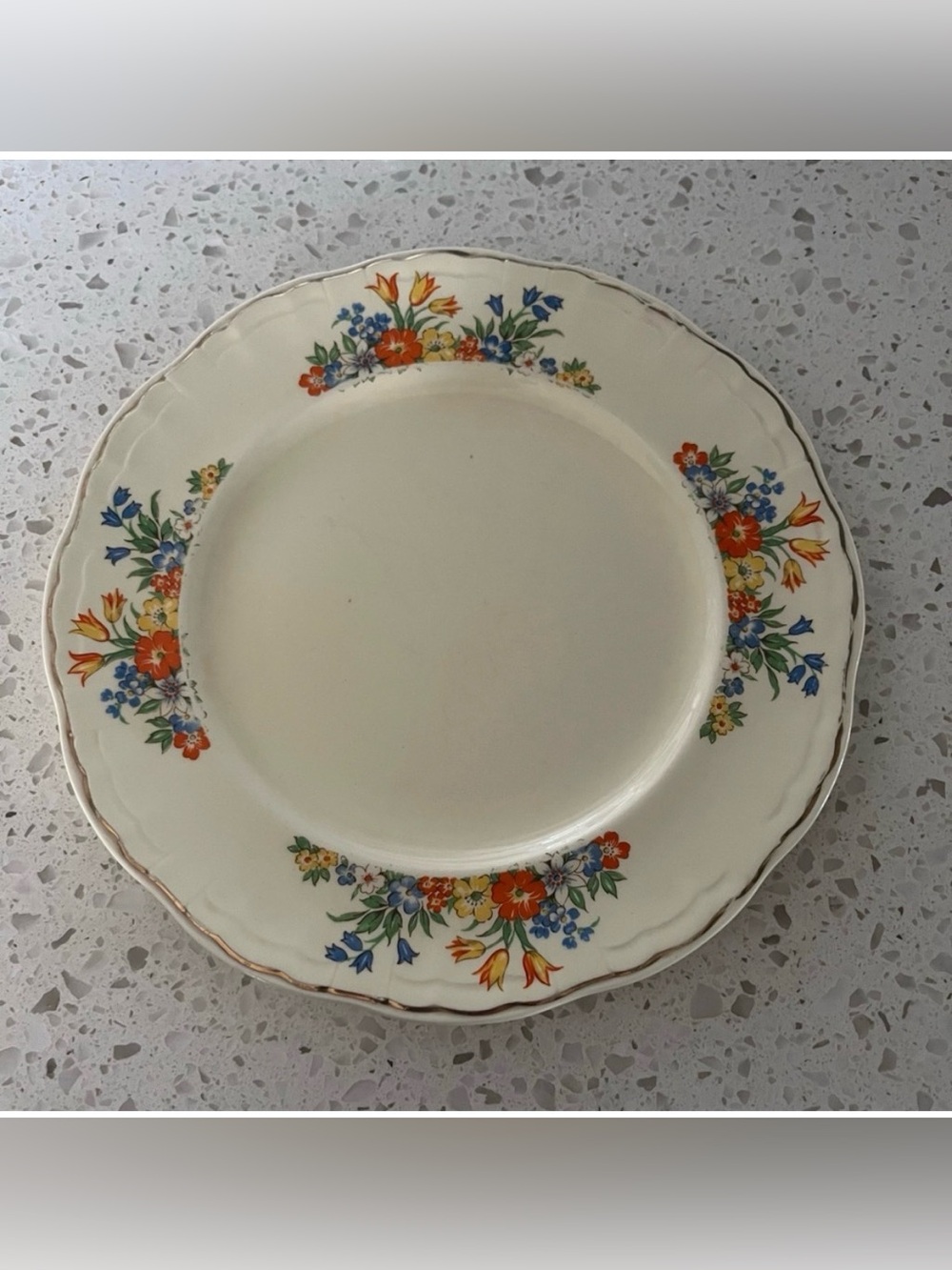 Alfred Meakin Cream Floral Ceramic Dessert Plate with Multicolor Accents